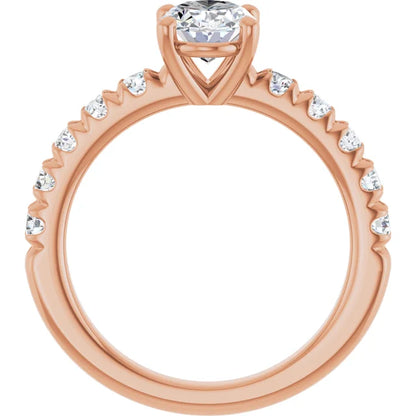 Oval Rose Gold Four Claw Set Style Engagement Ring