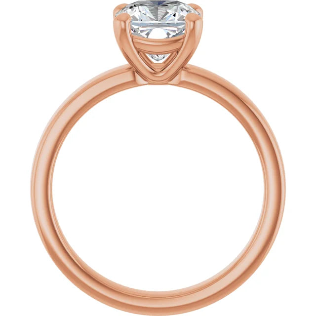 Cushion Rose Gold Wide Band Solitaire Engagement Ring