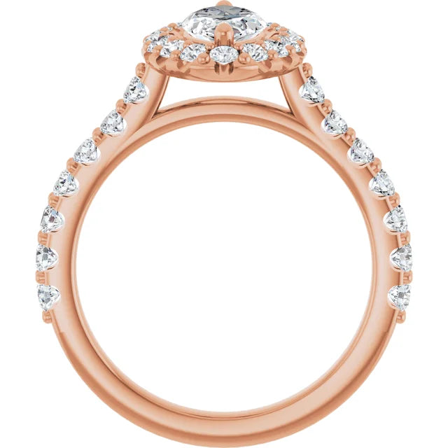 Marquise Halo Rose Gold Style Engagement Ring