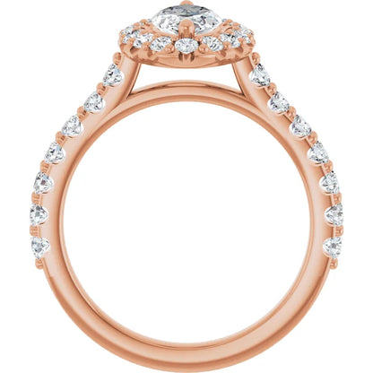Marquise Halo Rose Gold Style Engagement Ring
