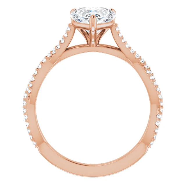 Heart Rose Gold Twist Style Engagement Ring