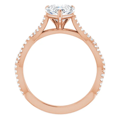 Heart Rose Gold Twist Style Engagement Ring