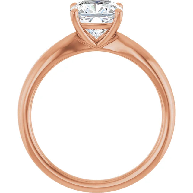 Cushion Rose Gold Knife Edge Solitaire Engagement Ring