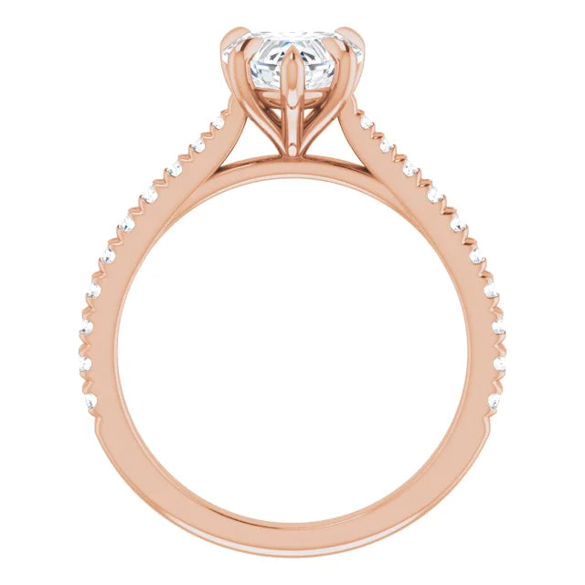 Heart Rose Gold Claw Set Style Engagement Ring