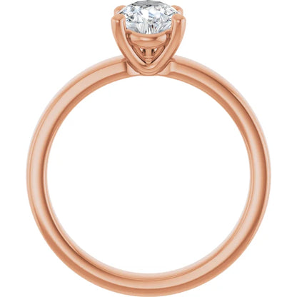 Pear Rose Gold Wide Band Solitaire Engagement Ring