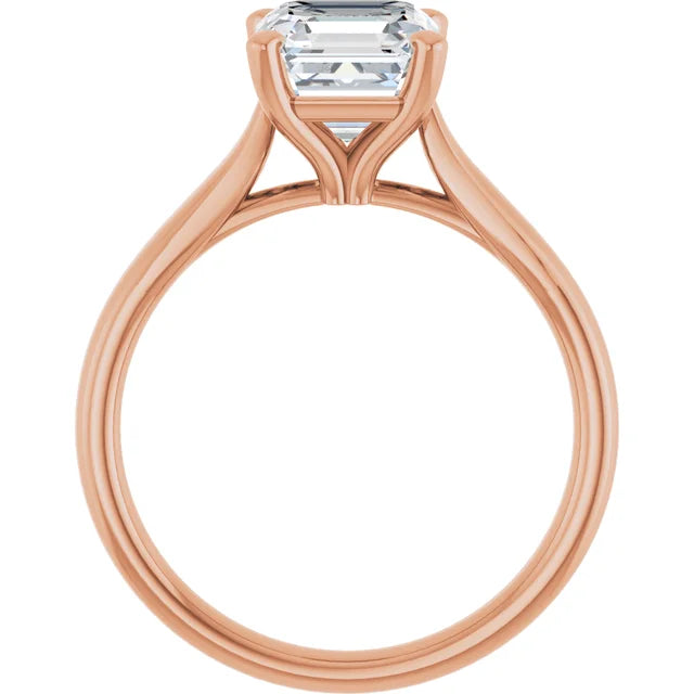 Four Claw Rose Gold Asscher Solitaire Engagement Ring