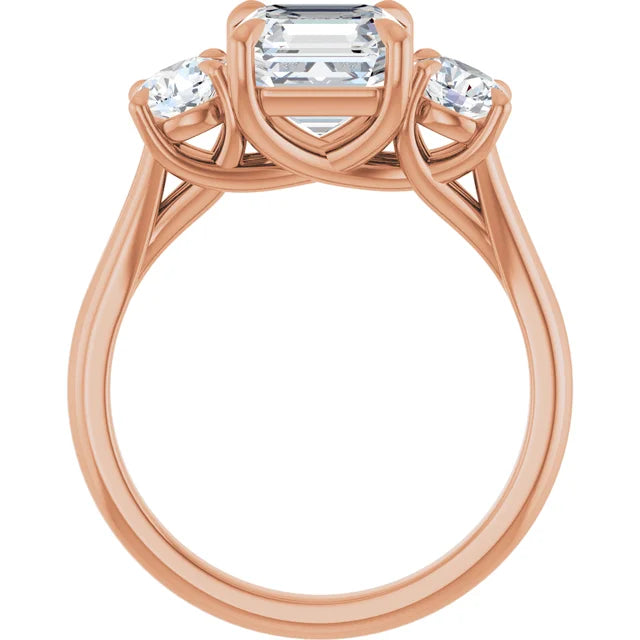 Asscher Rose Gold Accent Engagement Ring