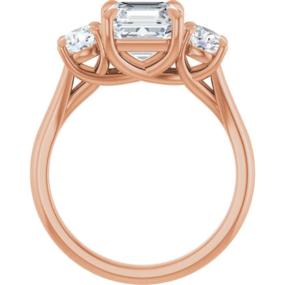 Asscher Rose Gold Accent Engagement Ring