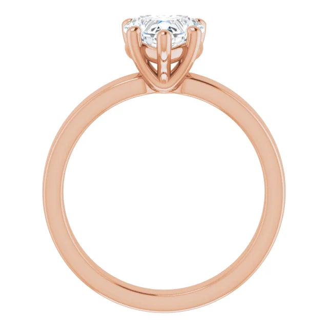 Heart Rose Gold Wide Band Solitaire Engagement Ring