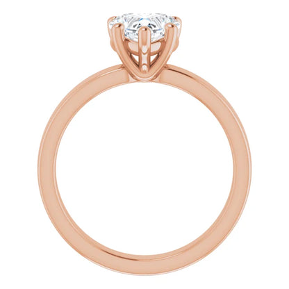 Heart Rose Gold Wide Band Solitaire Engagement Ring