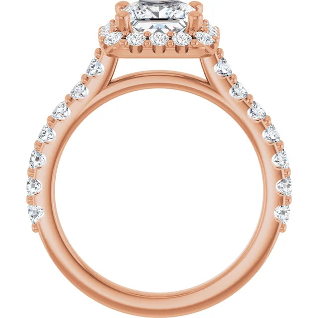 Princess Halo Rose Gold Style Engagement Ring