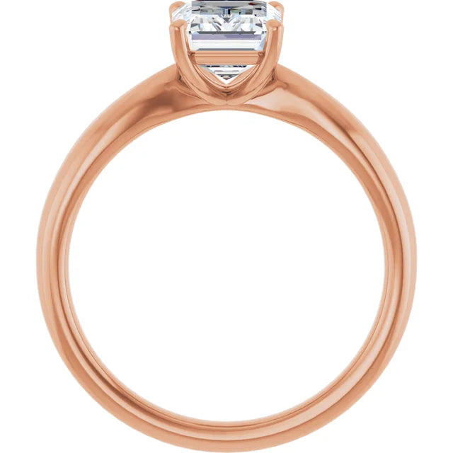 Emerald Rose Gold Knife Edge Solitaire Engagement Ring