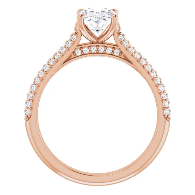 Oval Rose Gold Pave Lab Diamond Engagement Ring 