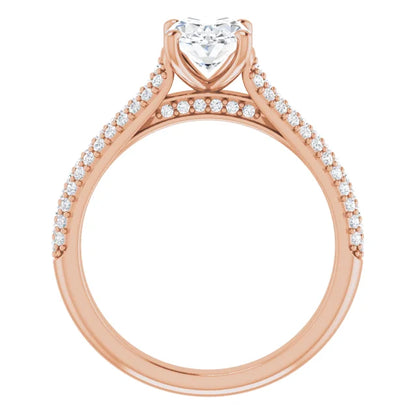 Oval Rose Gold Pave Lab Diamond Engagement Ring 