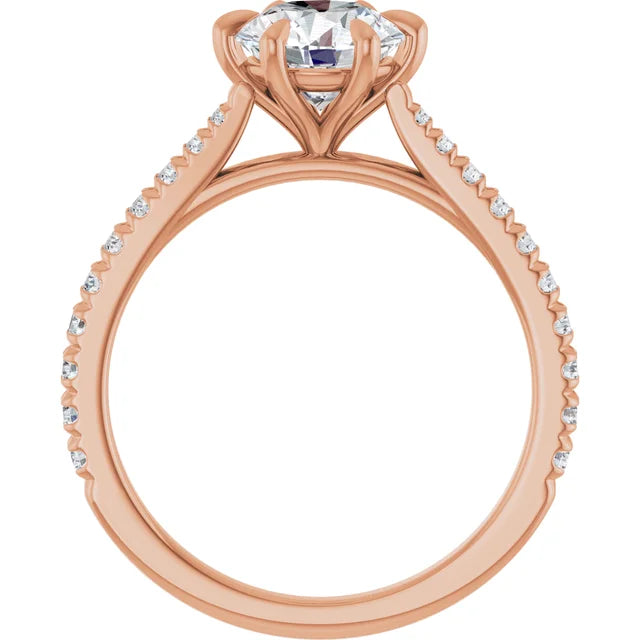 Round Brilliant Rose Gold Claw Set Style Engagement Ring