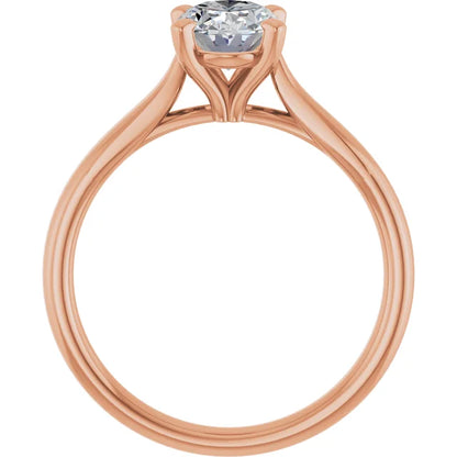 Four Claw Rose Gold Oval Solitaire Engagement Ring