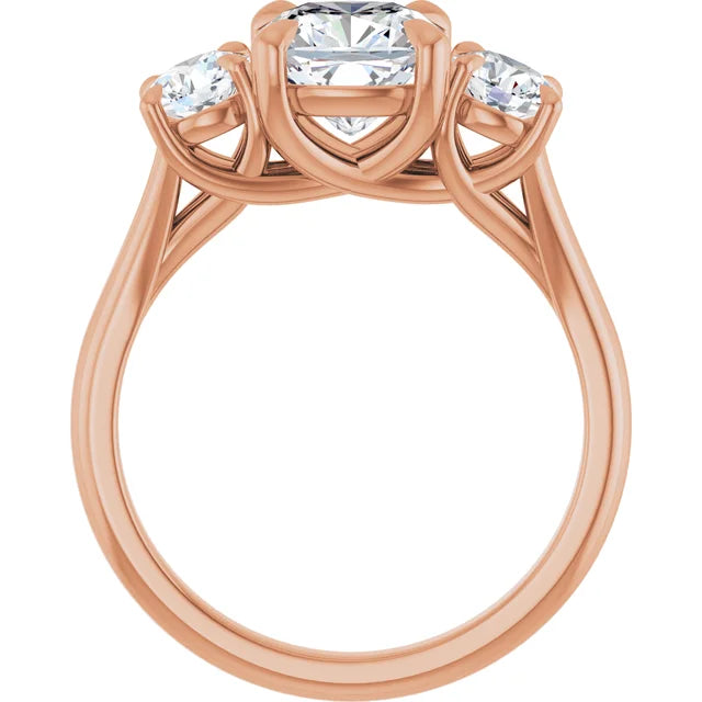 Cushion Rose Gold Accent Engagement Ring