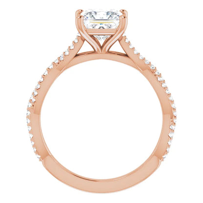 Princess Rose Gold Twist Style Engagement Ring