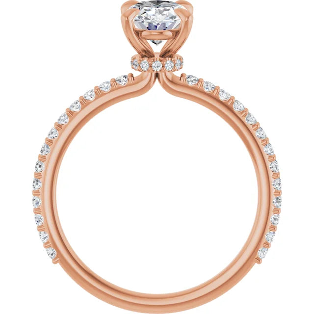 Oval Rose Gold Claw Set Style Engagement Ring 