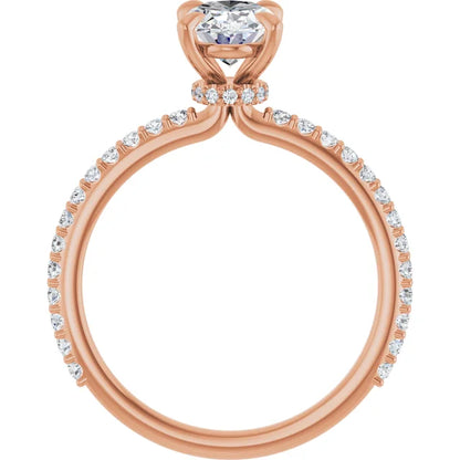 Oval Rose Gold Claw Set Style Engagement Ring 