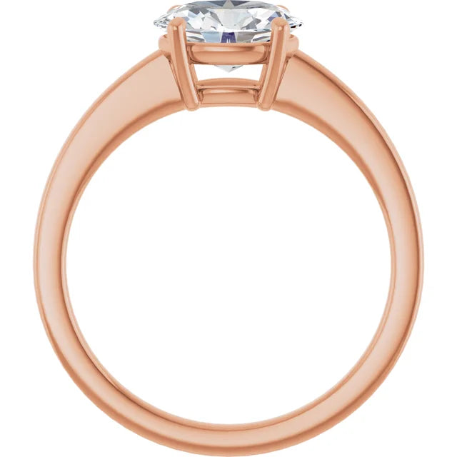 Oval Rose Gold East West Solitaire Style Engagement Ring