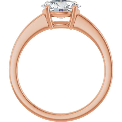 Oval Rose Gold East West Solitaire Style Engagement Ring