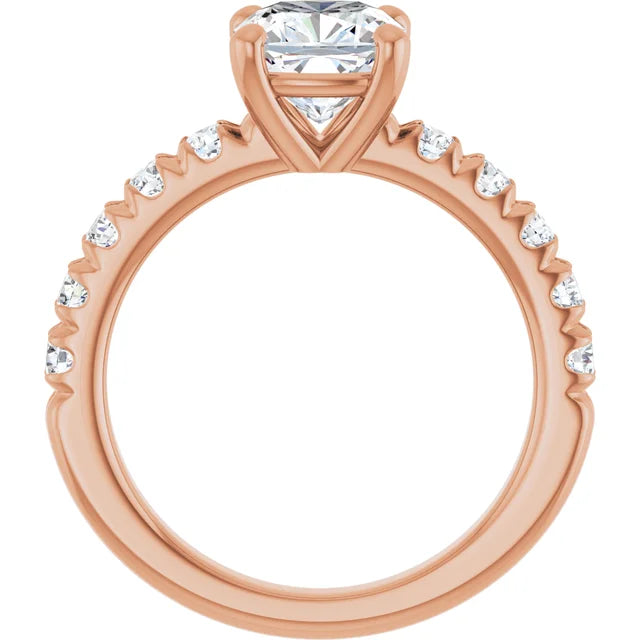 Cushion Rose Gold Four Claw Set Style Engagement Ring