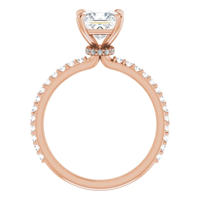 Princess Rose Gold Claw Set Style Engagement Ring 