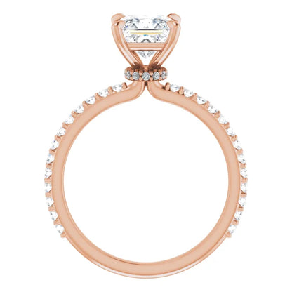 Princess Rose Gold Claw Set Style Engagement Ring 