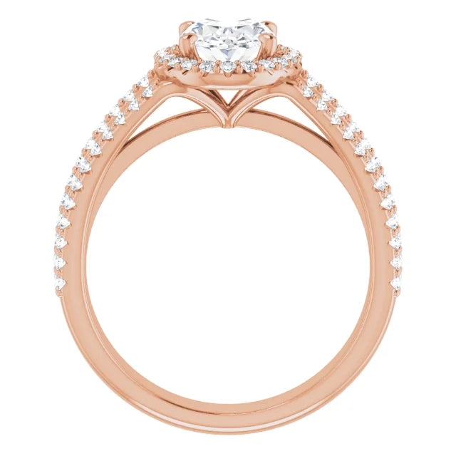 Oval Rose Gold Halo Style Engagement Ring