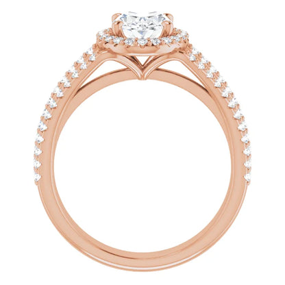 Oval Rose Gold Halo Style Engagement Ring
