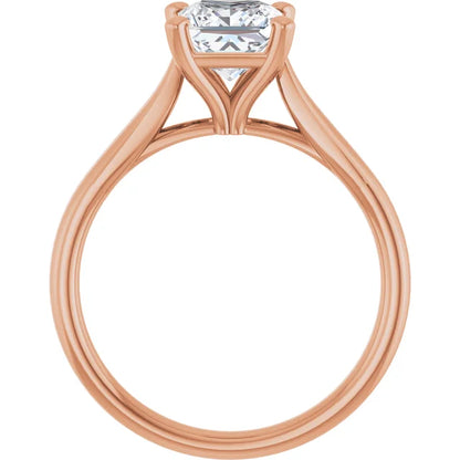 Four Claw Rose Gold Princess Solitaire Engagement Ring
