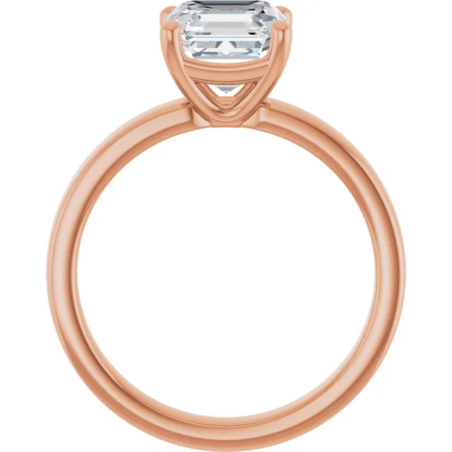 Asscher Rose Gold Wide Band Solitaire Engagement Ring