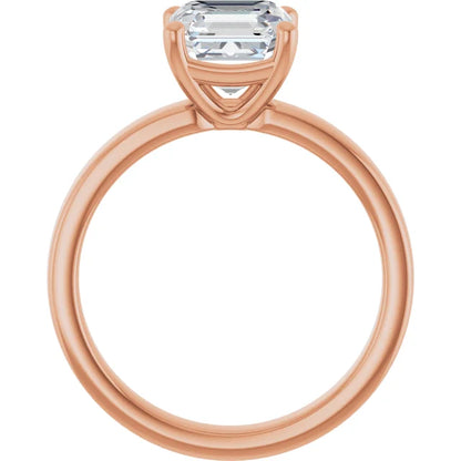 Asscher Rose Gold Wide Band Solitaire Engagement Ring