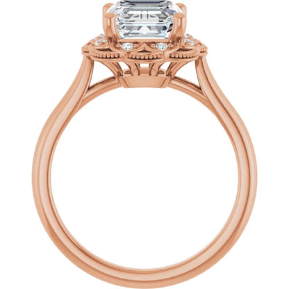 Asscher Rose Gold Antique Inspired Design Engagement Ring