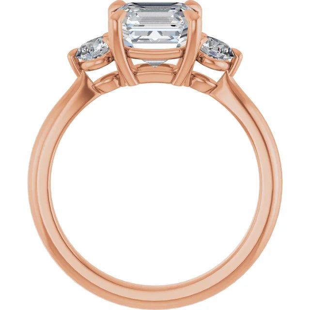 Asscher Rose Gold Accent Engagement Ring