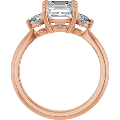 Asscher Rose Gold Accent Engagement Ring