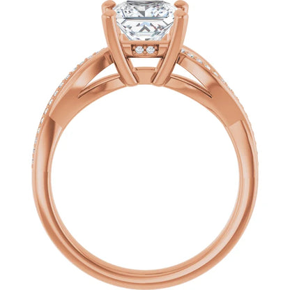 Princess Rose Gold Claw Set Twist Style Engagement Ring 