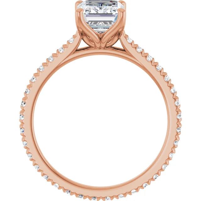Emerald Rose Gold Claw Set Eternity Style Engagement Ring