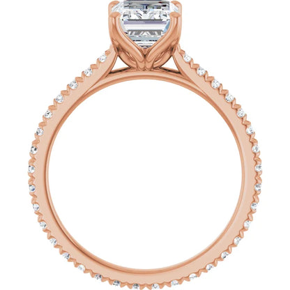 Emerald Rose Gold Claw Set Eternity Style Engagement Ring
