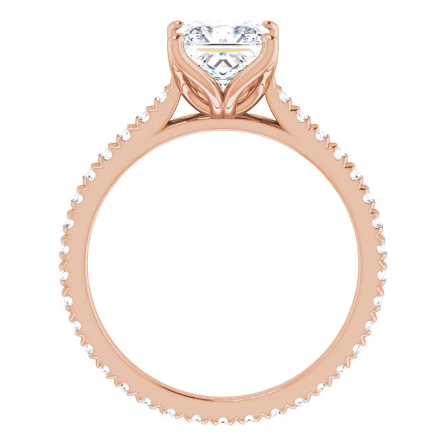 Princess Rose Gold Claw Set Eternity Style Engagement Ring