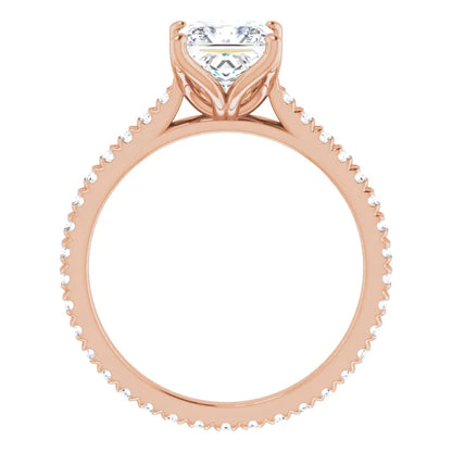 Princess Rose Gold Claw Set Eternity Style Engagement Ring
