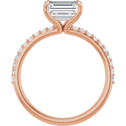 Emerald Rose Gold East West Style Engagement Ring