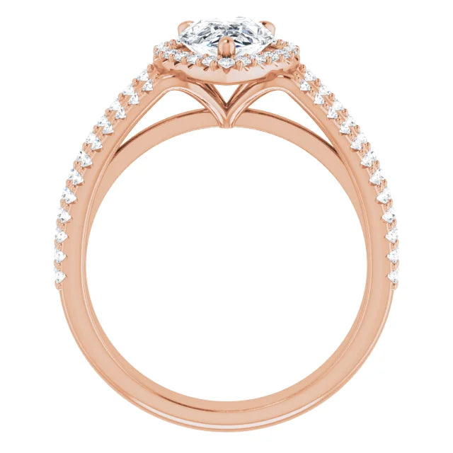 Pear Rose Gold Halo Style Engagement Ring