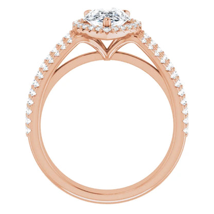Pear Rose Gold Halo Style Engagement Ring