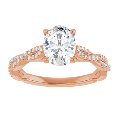 Oval Rose Gold Twist Style Engagement Ring 