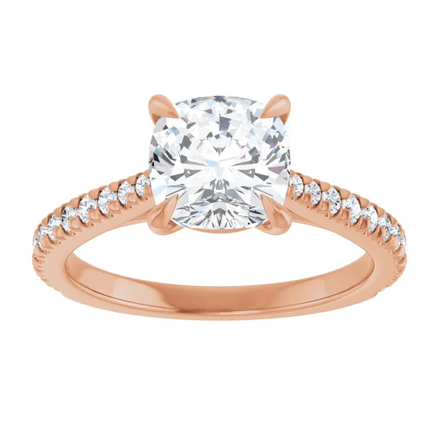 Cushion Rose Gold Claw Set Style Engagement Ring