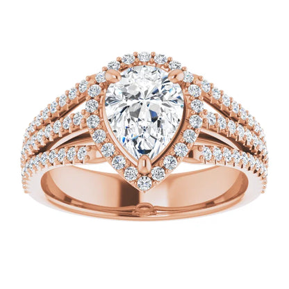 Pear Rose Gold Halo Style Engagement Ring