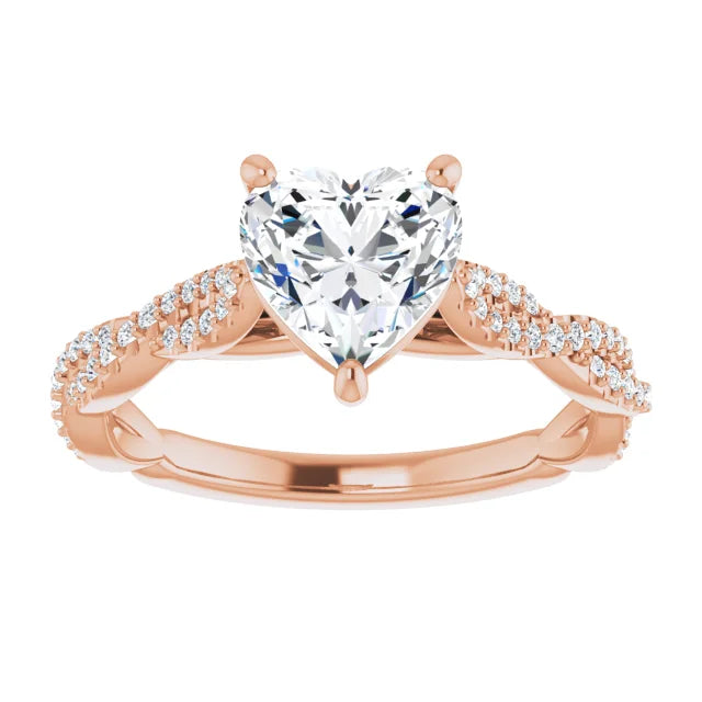 Heart Rose Gold Twist Style Engagement Ring