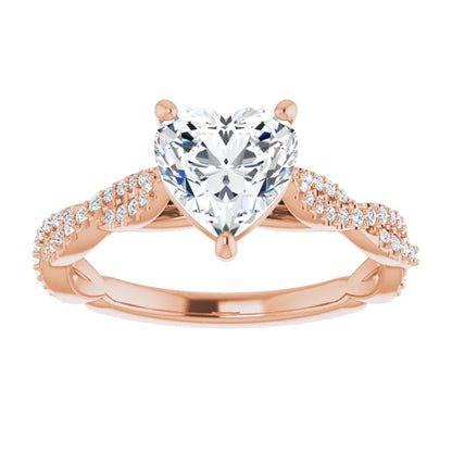 Heart Rose Gold Twist Style Engagement Ring